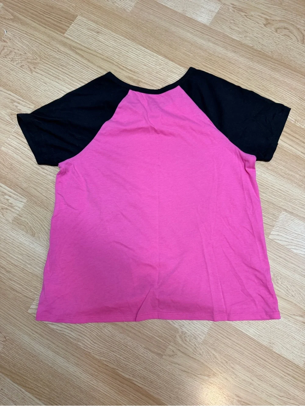 Justice Girls XL 16/18 Pink Black Rainbow Graphic Knot Front Raglan Tee Shirt
